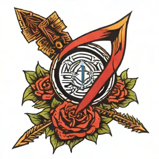 Band Tattoo Arrow And In Mideel Om Symbol