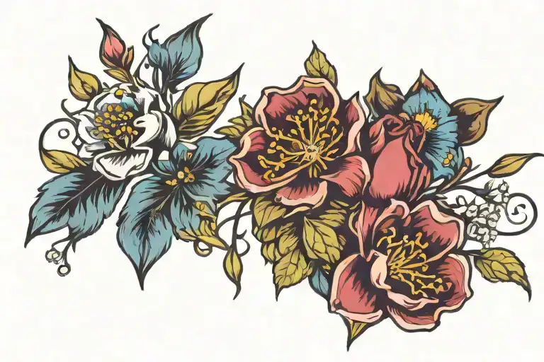 February And March Birth Flowers With Nova And Daxton Written On The Stem