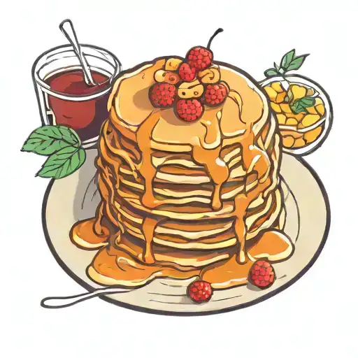 Fine Line Pancakes Stacked On Plate