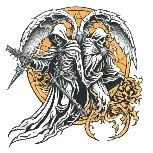 Grimreaper And Angel Side By Side