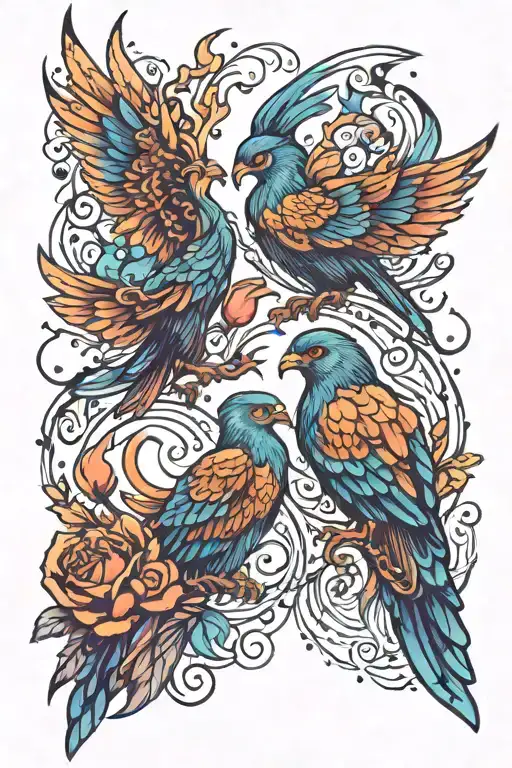 Galaxy And Phoenix Bird