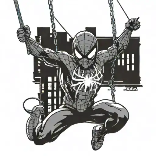 Spider-man Swinging In The Buildings Of New York