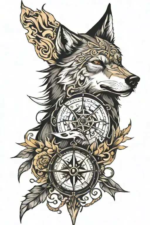 Wolf Norse Compass Surrounded