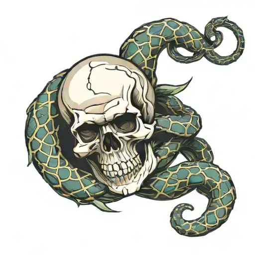 Skull With Snake Intertwined