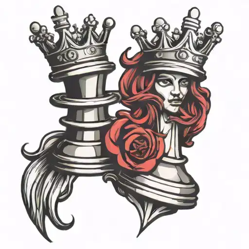 King And Queen Chess Piece With Crowns Symbol Of Marriage