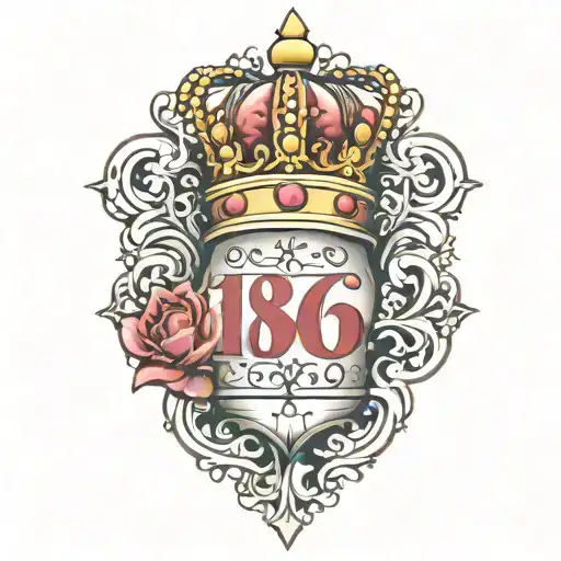 Number 186 With Crown On The Top