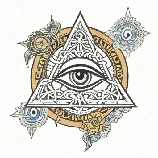 Triple Triquetra And Egyptian Eye Inside