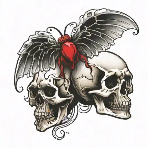 2 Heart& Buter Fly Skull