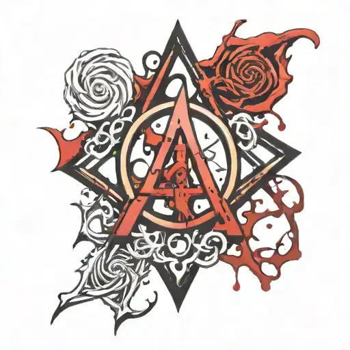 Atheist Symbol Covered In Blood With No Sharp Edges In Square