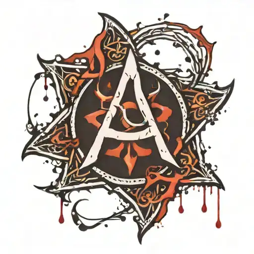 Atheist Symbol Covered In Blood With No Sharp Edges In Square