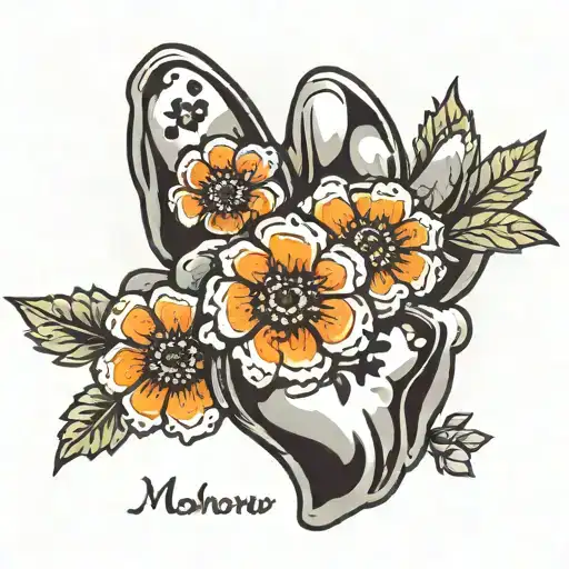 Dog Paw Print With Flowers & Words Morrow Morrow