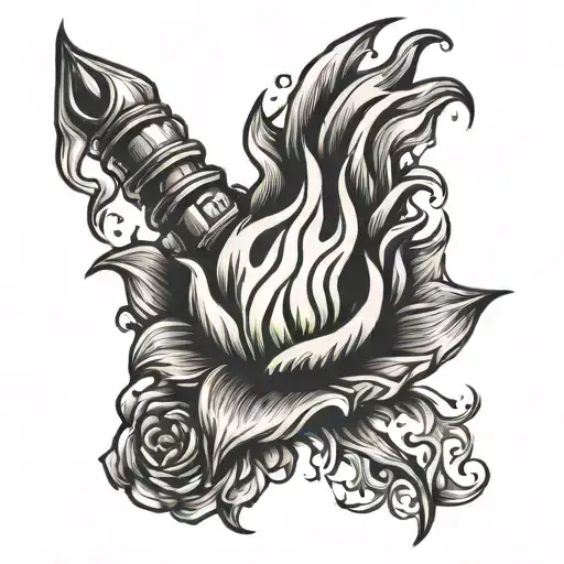 Old School Drawings Background Flame On Forearm