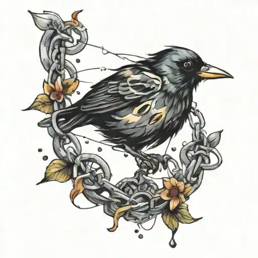 Black Bird Chain Watercolours