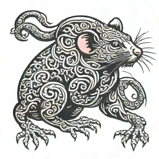 Chinese Rat Zodiac Sign Entwined