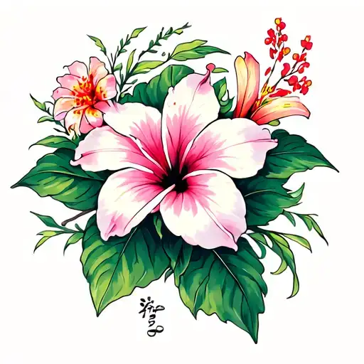 Lily And Hibiscus Flowers