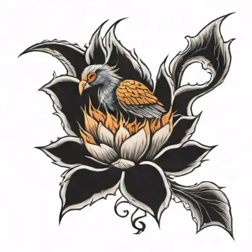 Phoenix Coming Out Of Lotus Flower