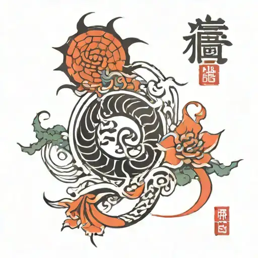 Kaizen Symbol In Japanese With Cool Random Design