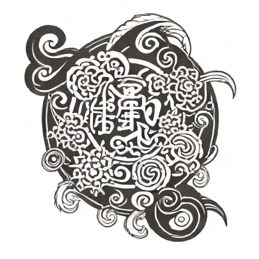 Kaizen Symbol In Japanese With Cool Random Design Incorporating Elements