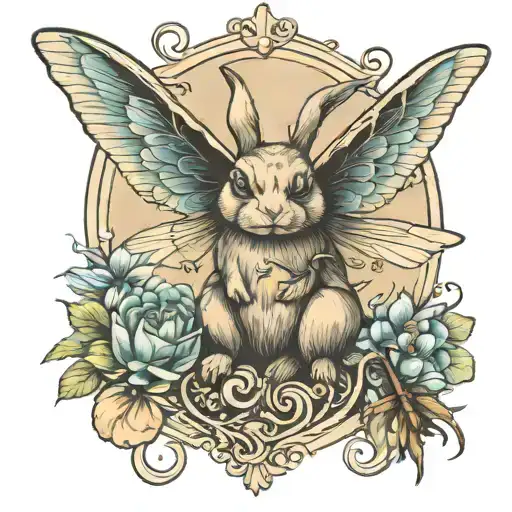 Bunny With The Wings Of A Dragonfly Perched