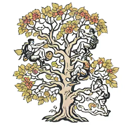Four People Climbing Tree