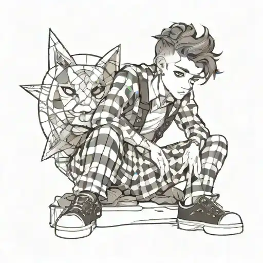 Dainty Boy In Monochromatic Checkered Outfit