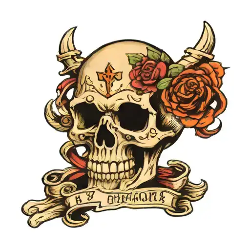 Skull With Letters Zf On Forehead