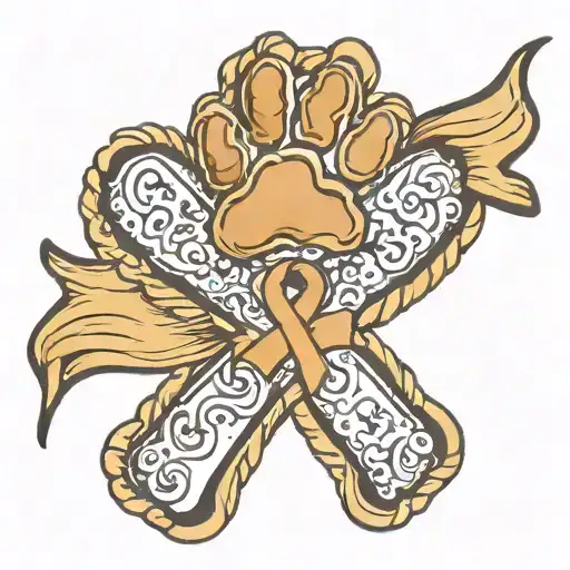 Dog Paw With Cancer Ribbon Wrapped With Following Writing Edd K9 Hawk