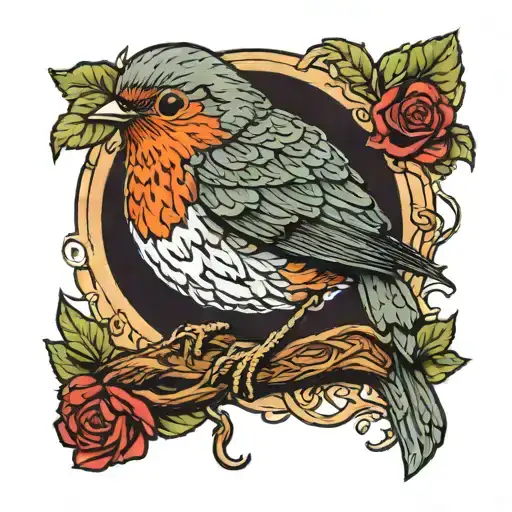 Robin With Knitted Vest Tattoo Design