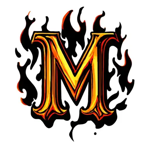 Letter M On Fire Surrounded