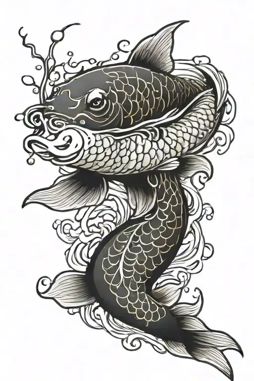 Koi Fish Swimming Gracefully