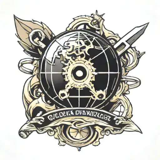 Globe And Wrench In The Shape Of A Nut