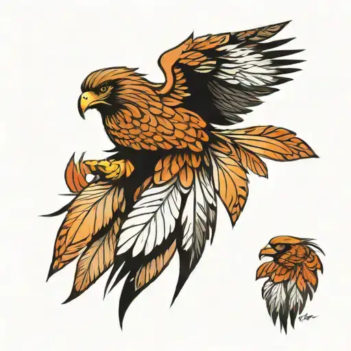 Redtail Hawk Feathers Fanned Around Shoulder