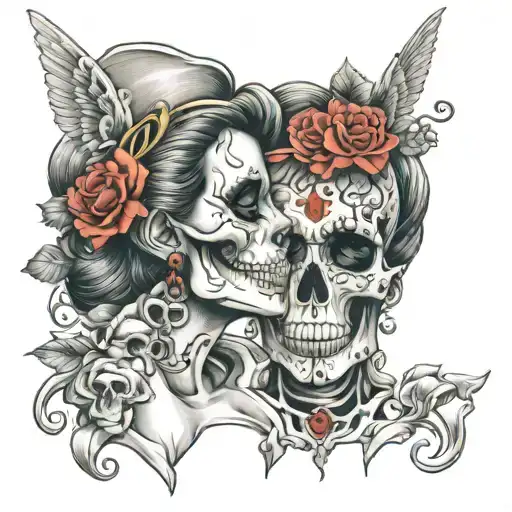 Skull Kissing Beautiful Women