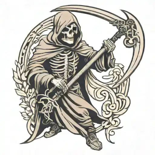 Grim Reaper Holding A Scythe