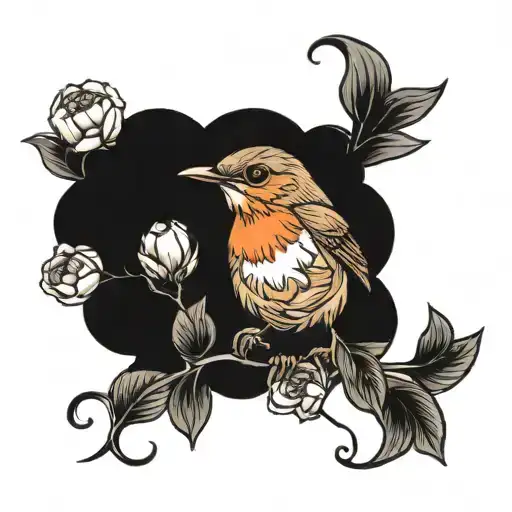 Robin Bird With Carnation Flower