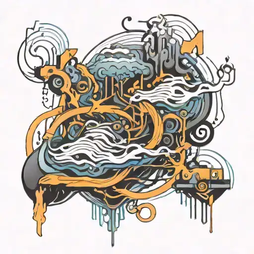 An Abstract Design Of Electrical Currents Flowing Through A Digital Landscape