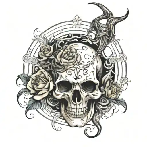 Skull And Moon Surrounded