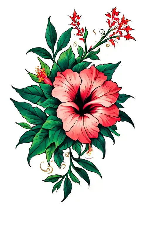 Zodiac Leo Sign With Hibiscus Flower Blooming