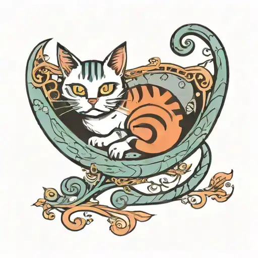 Cat Laying In A Cradle In The Style Of Tim Burton