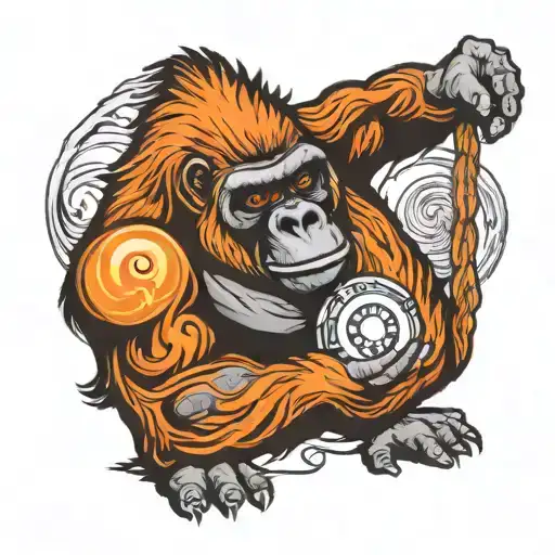 Silverbacl Gorilla Holding The Sun On A String