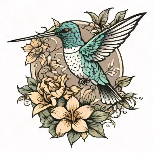 Humming Bird Fine Line Drawing