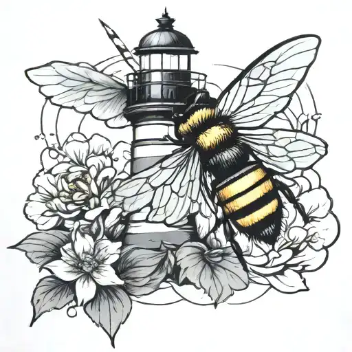 Lighthouse And Bumblebee Flying