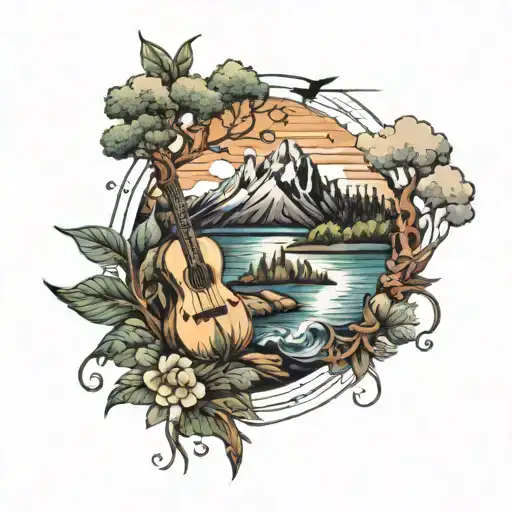 A Landscape Showing The Connection Between Music And Nature