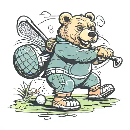 Cartoon Bear Playing Golf