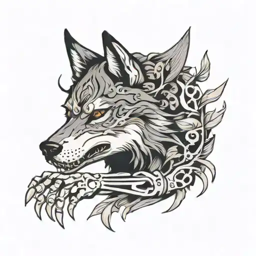 Wolf With Skeleton Hand