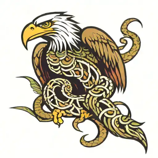 Eagle-eating Snake Tribal Tattoo Design