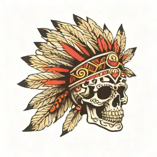 Aztec Skull Wearing Headress