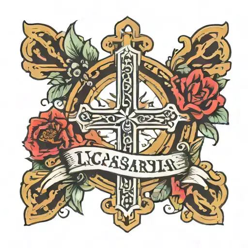 Cross With The Name Lucas For Father Holding Hands