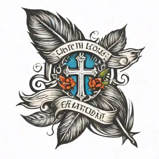 Feather With Cross Hope Faith Love You