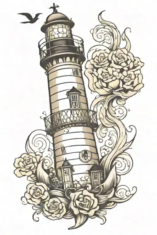 Light House With Peter Pan And Anchor Surrounded